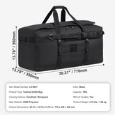 Tactical Duffle Bag 100L Gym Bag Duffle with Molle Design and Multi-mesh Bag, for workouts, cycling, gym sessions, yoga, beach trips, swimming pools, hunting, hiking, camping, practice days, weekend getaways, and many outdoor activities.